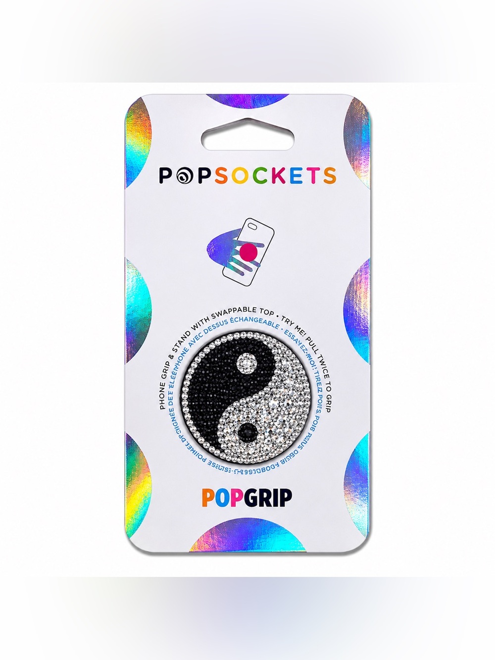 Luxe Crystal Diamond Ying Yang Design PopSocket Phone Holder Grip New